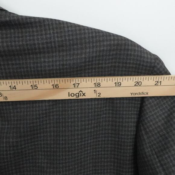 Peter Millar Jacket Mens 48R Gray Wool Gingham Plaid 2 Button Notch Double Vent - Picture 6 of 15